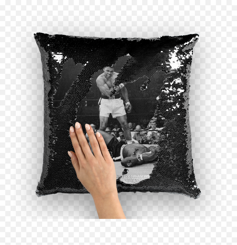 Muhammad Ali Knocks Out Sonny Liston Sequin Cushion Cover - Cojines De Lentejuelas De Bts Png,Liston Png