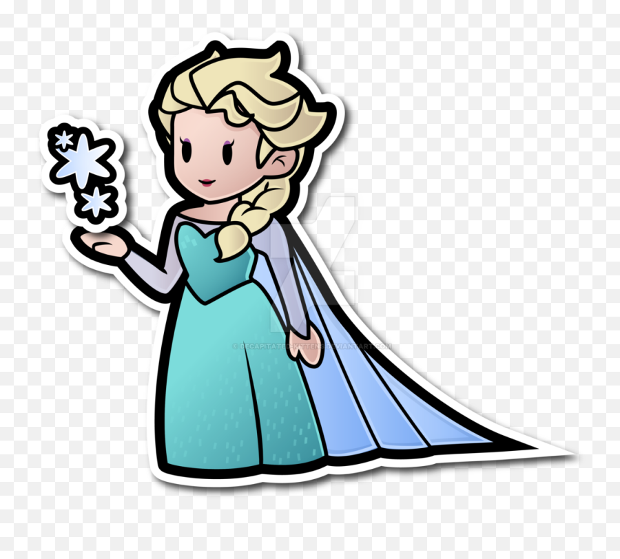 Elsa As A Paper Doll Drawing By - Paper Mario Characters Cartoon Characters  Drawing Of Doll Png,Frozen Characters Png - free transparent png images -  