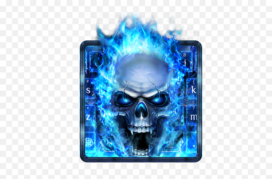 Blue Fire Skull Keyboard - Apps On Google Play Skull Ghost Rider Blue Png,Skull Emoji Png