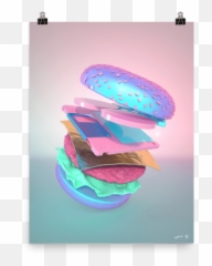 Burger With Floppy Disk Art Print By Pastelae - Vaporwave Burger Png,Floppy Disk Png