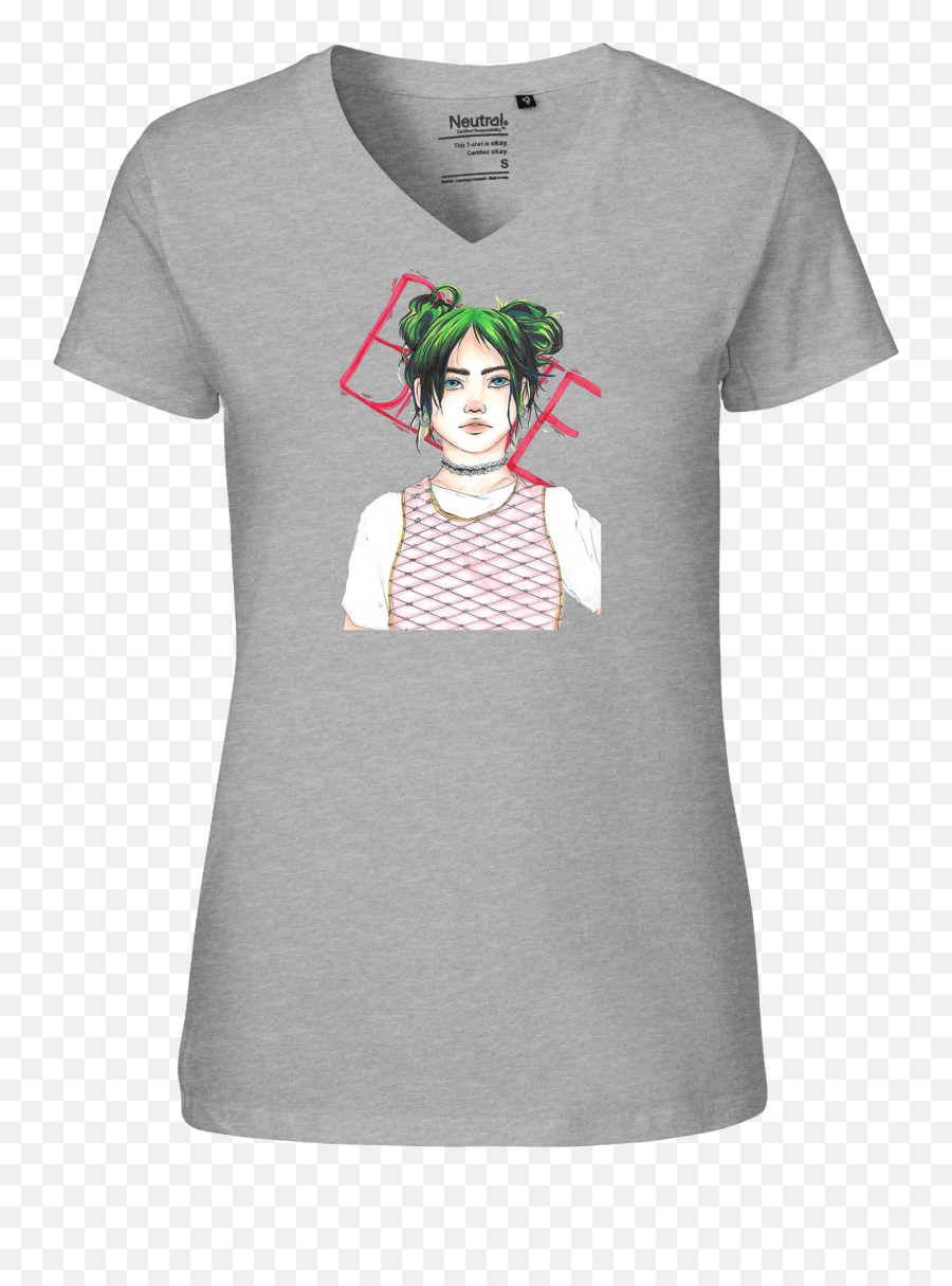 Billie Eilish Womenu0027s V - Neck Tee Short Sleeve Png,Billie Eilish Png