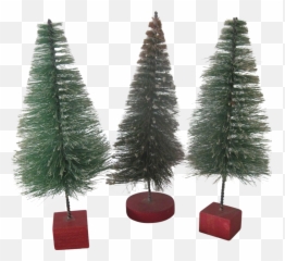 Download Set Of Three Vintage Miniature Bottle Brush - Bottlebrush Christmas Trees Png