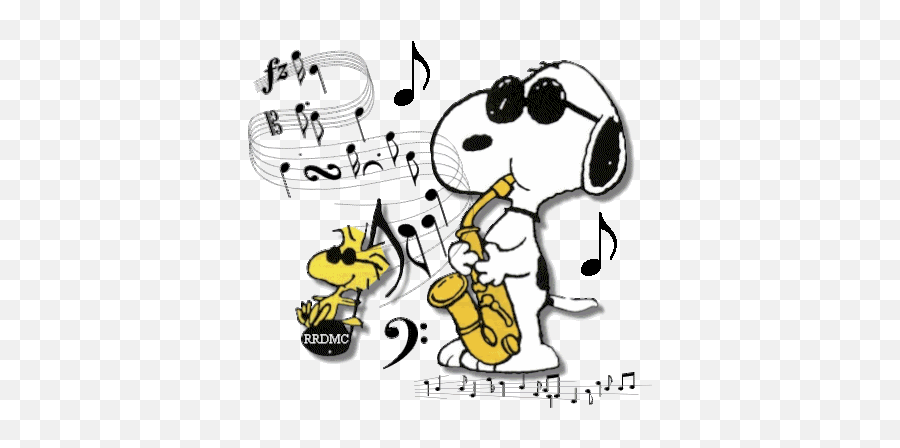 Snoopy Music Gif - Snoopy Music Discover U0026 Share Gifs Snoopy And Woodstock Playing Instrument Png,Snoopy Buddy Icon