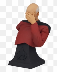 Star Trek The Next Generation Captain Picard Facepalm Mini Bust Paperweight Thinkgeek Exclusive - Transparent png