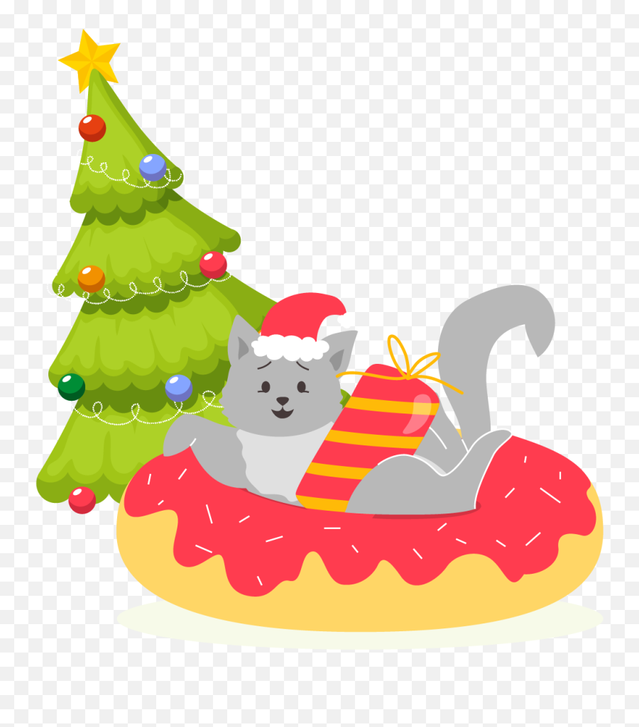 Christmas Illustration Cat Tree Graphic By Povridestudio - Fictional Character Png,Christmas Cat Icon