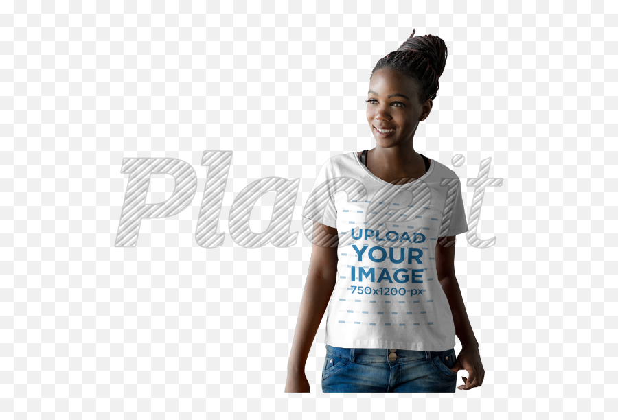 Beautiful Black Woman - Shirt Mockup R9838 Black Woman T Shirt Mockup Png,Black Woman Png