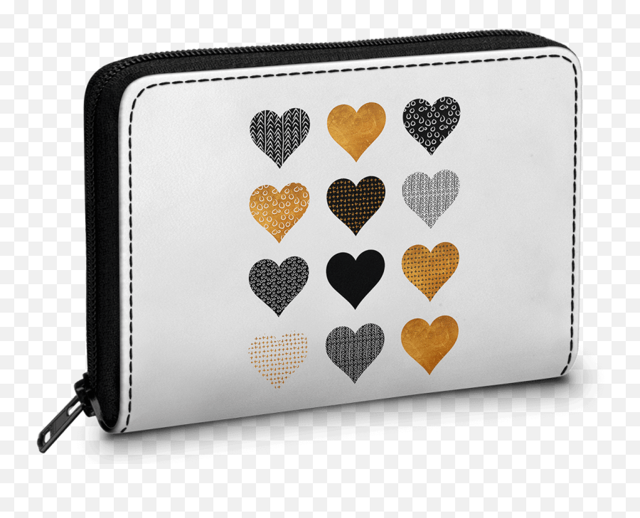 Dailyobjects Gold Hearts Zipper Slim Card U0026 Coin Wallet Buy - Tupac Wallet Png,Gold Hearts Png