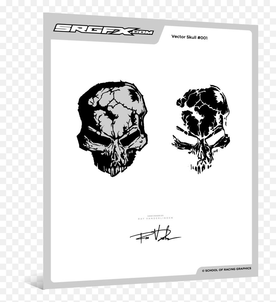 Hand Drawn Vector Skull 001 - Creepy Png,Skull Vector Png