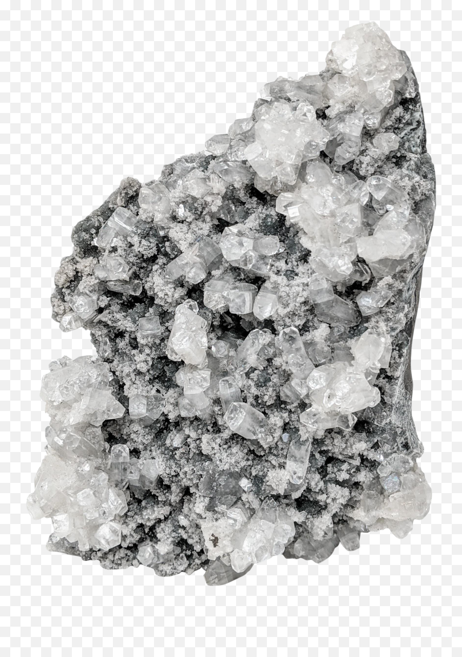 Organic Modern Boho Black And White Ice Crystal Matrix Druzy Gemstone Specimen - Solid Png,Ice Crystal Png