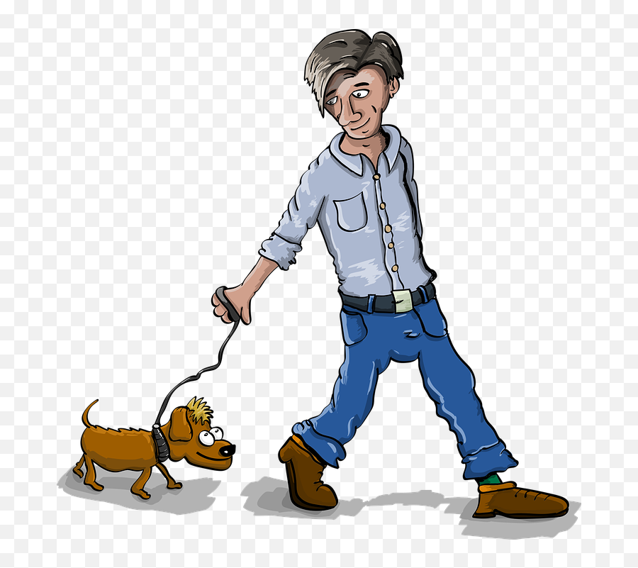 Man Dog Walking - Sad Boy Walking Dog Clipart Png,Dog Walking Png