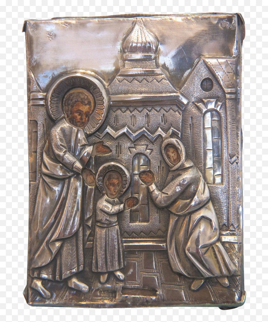 Antique Russian Icon With Fine Silver Oklad Late 19th - Religious Item Png,Russian Icon Pictures