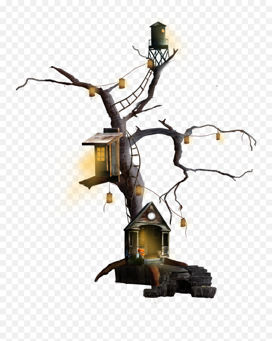 Tree House Halloween Clip Art - Rat Png Download 13681600 Tree House,Spooky Tree Png