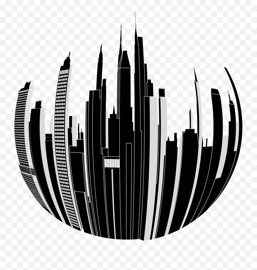 Black And White City Png Transparent - Black Building Clipart,White Design Png