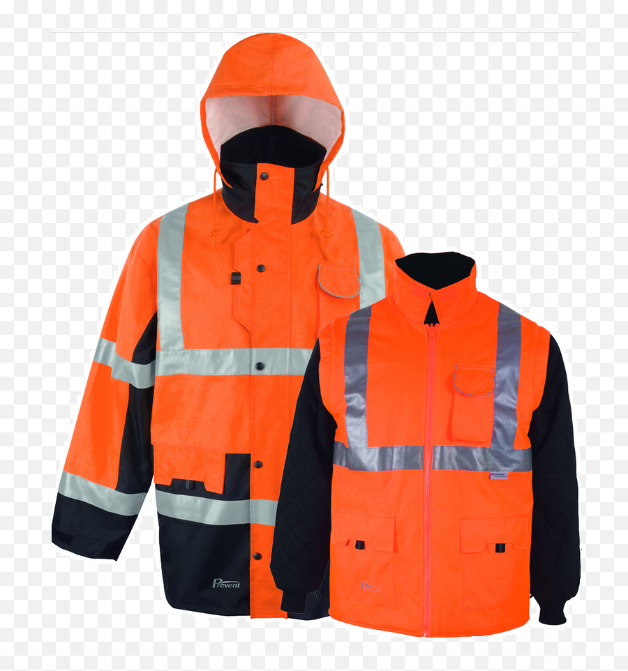 Prevent 3360 5 In1 Winter Orange High Visibility Parka With Hood - Zipper Png,Hood Png