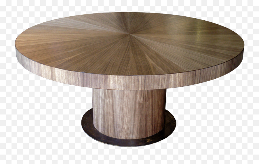 Astor Round American Walnut Dining Table With Radial Match Top Drum Base - James Salmond Furniture Table Cake Png Editing,Dining Table Png