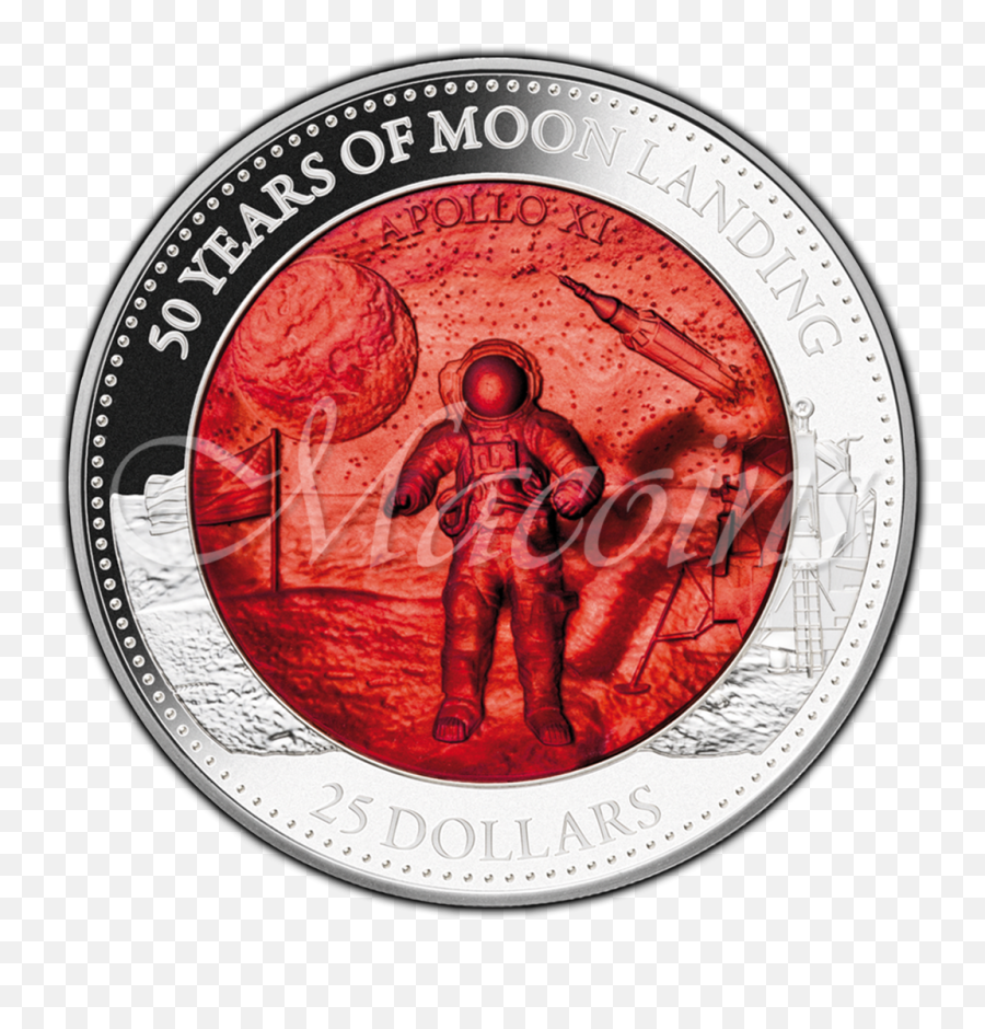 50 Years Of Moon Landing Mother Pearl 2019 Solomon Islands 5 Oz Silver Coin - Coin Png,Silver Coin Png