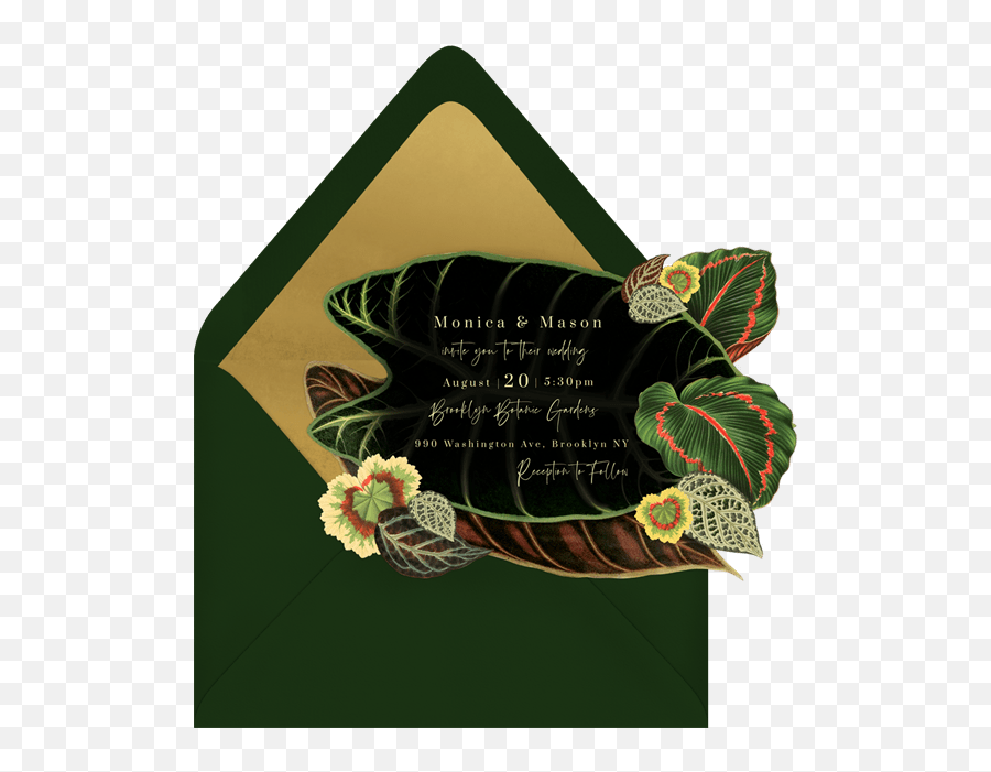 Exotic Tropical Leaves Invitations In Red Greenvelopecom - Laceleaf Png,Tropical Leaves Png