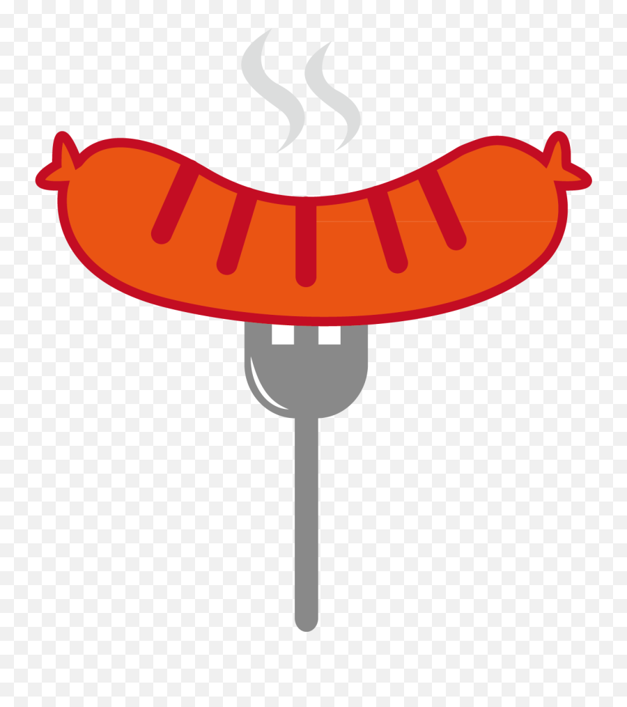 Hot Dog Sausage Bun Barbecue Cartoon Clipart - Full Size Cartoon Sausage On Fork Png,Sausage Transparent