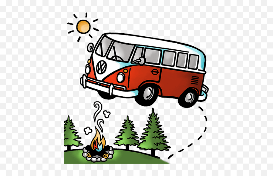 Contact Us About Your Next Vw Camper Van Trip - Cartoon Camper Van Clipart Png,Volkswagen Icon
