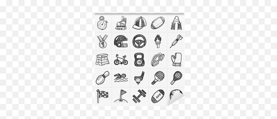 Wall Mural Doodle Sport Icons - Pixershk Spor Doodle Png,Sports Icon Font