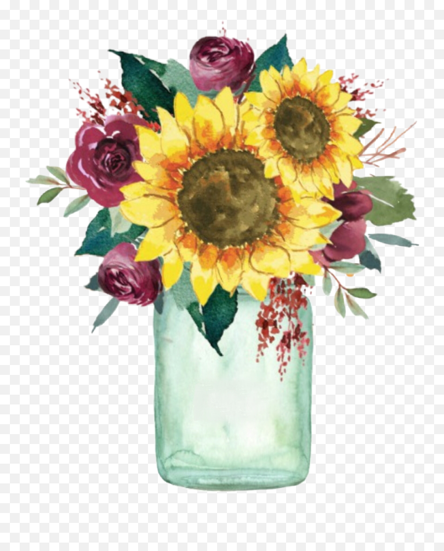 Watercolor Flowers Sunflower Sunflowers - Watercolor Flowers In Mason Jar Png,Watercolor Sunflower Png