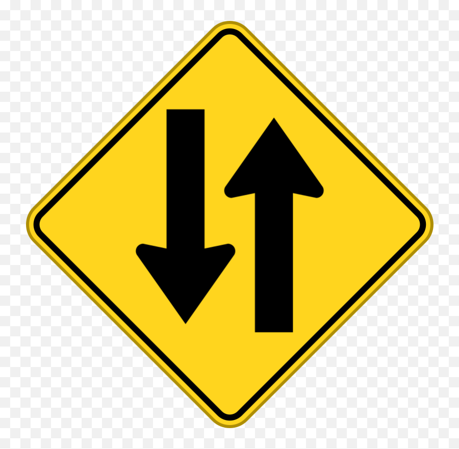 Download Free Png To Way Warning Sign - Two Way Traffic Sign,Warning Sign Png