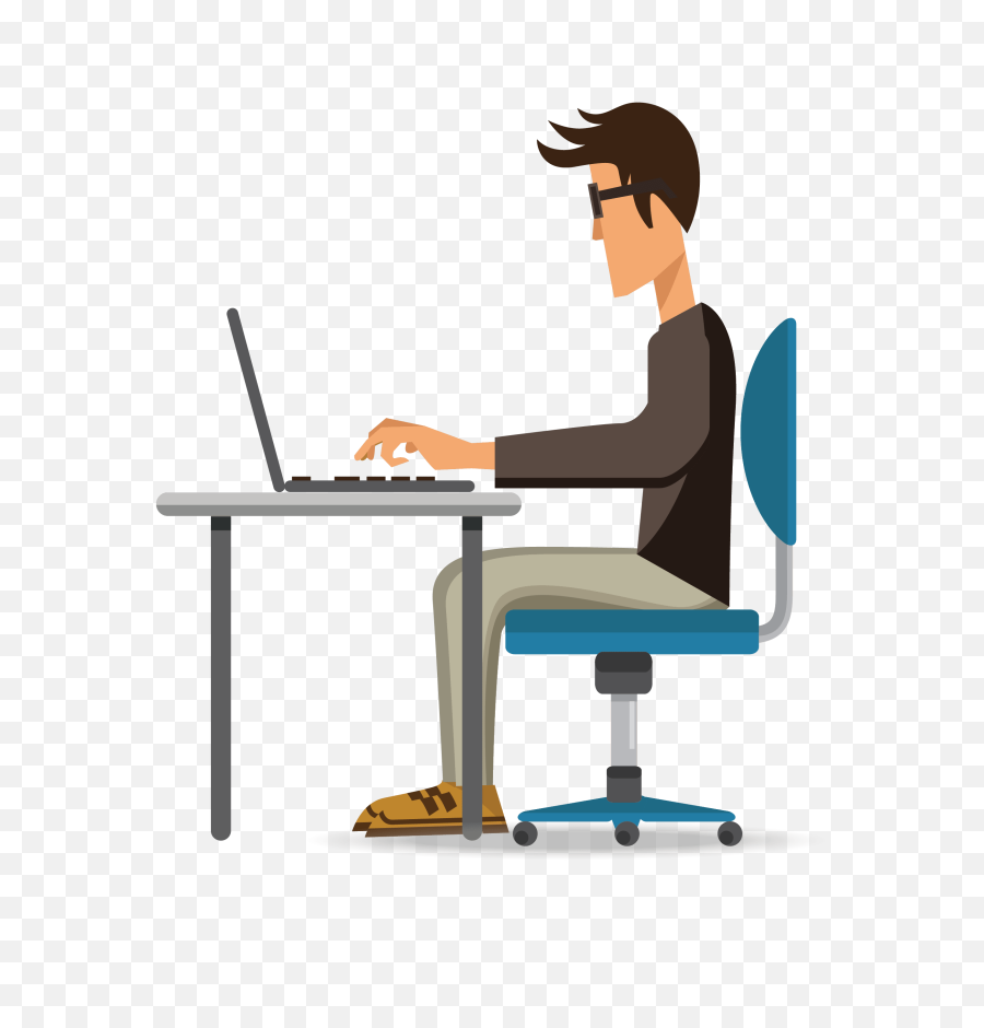 Computer Mouse Keyboard Clip Art Office - Man With Working On Computer Vector Png,The Office Png