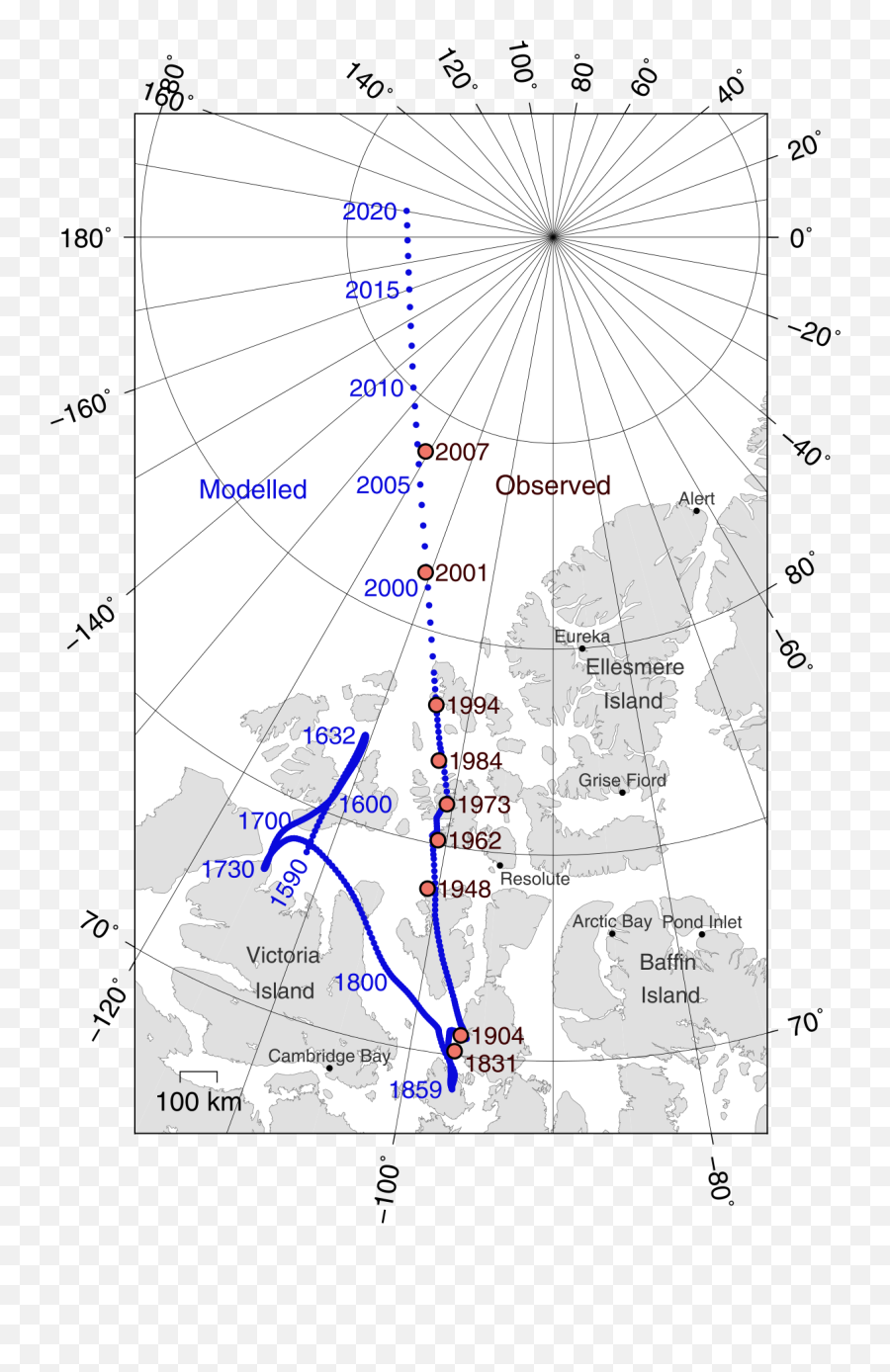 Filemagnetic North Pole Positions 2015svg - Wikimedia Commons Magnetic North Pole Movement Png,North Pole Png