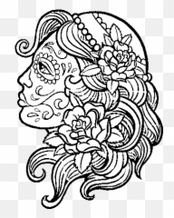 Catrina Tattoo Coloring Page - Coloringcrewcom Line Drawing Mandala Tattoos Png,Catrina Png
