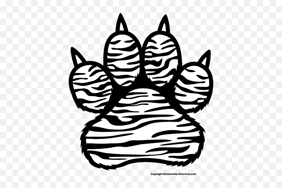 Tiger Paw Png Black And White Free - Tiger Paw Prints Clip Art,White Paw Print Png