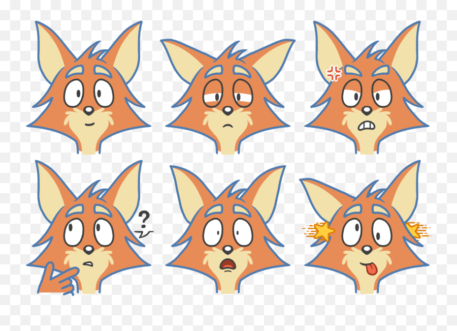 Fileharvett Fox - Six Facial Expressions Separated Fox Expressions Png,Fox Transparent Background