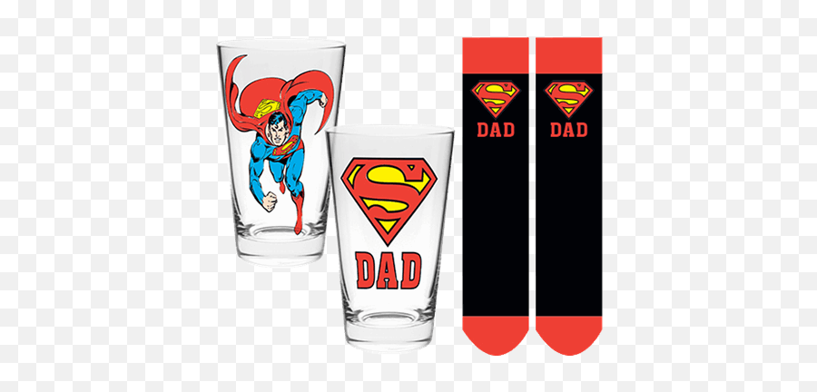 Dc Comics - Superman Glasses U0026 Socks Gift Pack Pint Glass Png,Supermans Logo