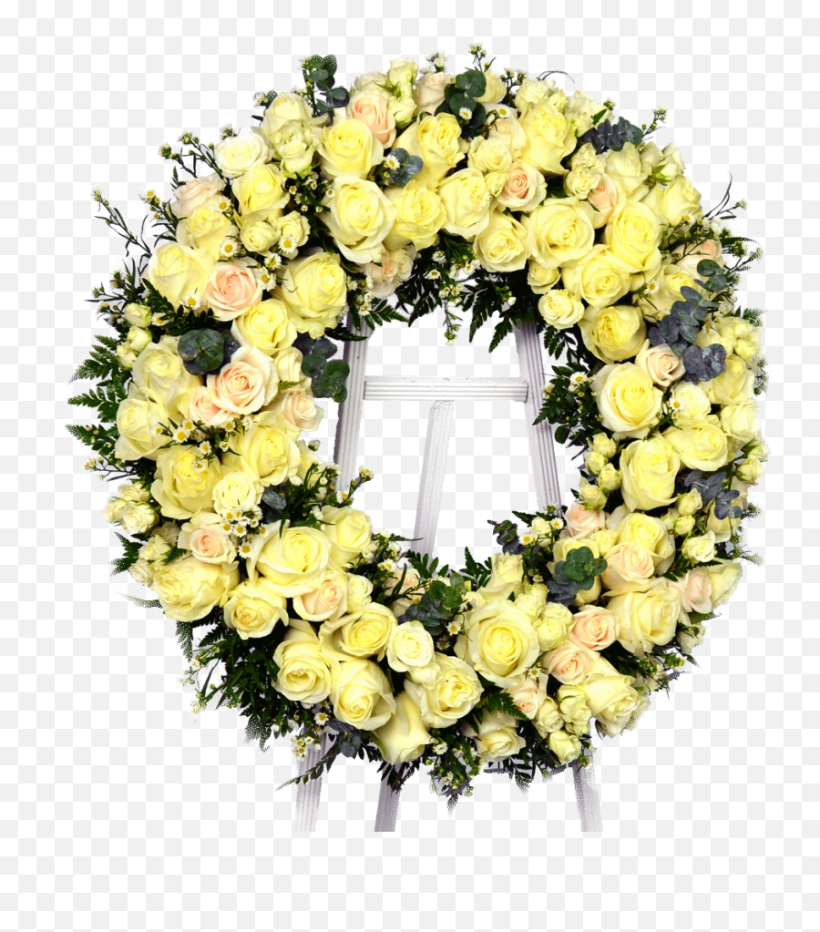 Standing Yellow Rose Wreath - Yellow Rose Funeral Flowers Png,Yellow Roses Png