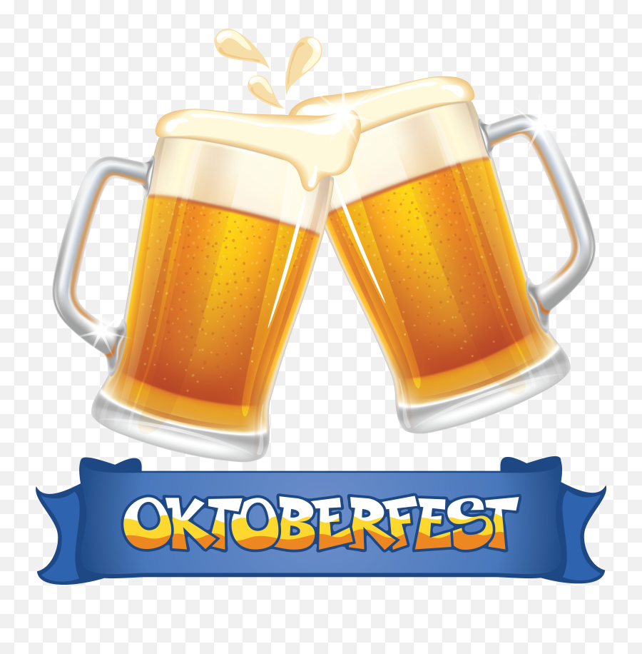 Oktoberfest Blue Banner And Beers Png Clipart Image - Glass Of Beer Clipart,Beer Bottles Png