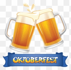 Oktoberfest Blue Banner And Beers Png Clipart Image - Glass Of