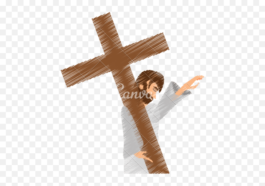 Jesus Christ Carrying Cross Sketch - Canva Drawing Png,Christ Crucified Icon