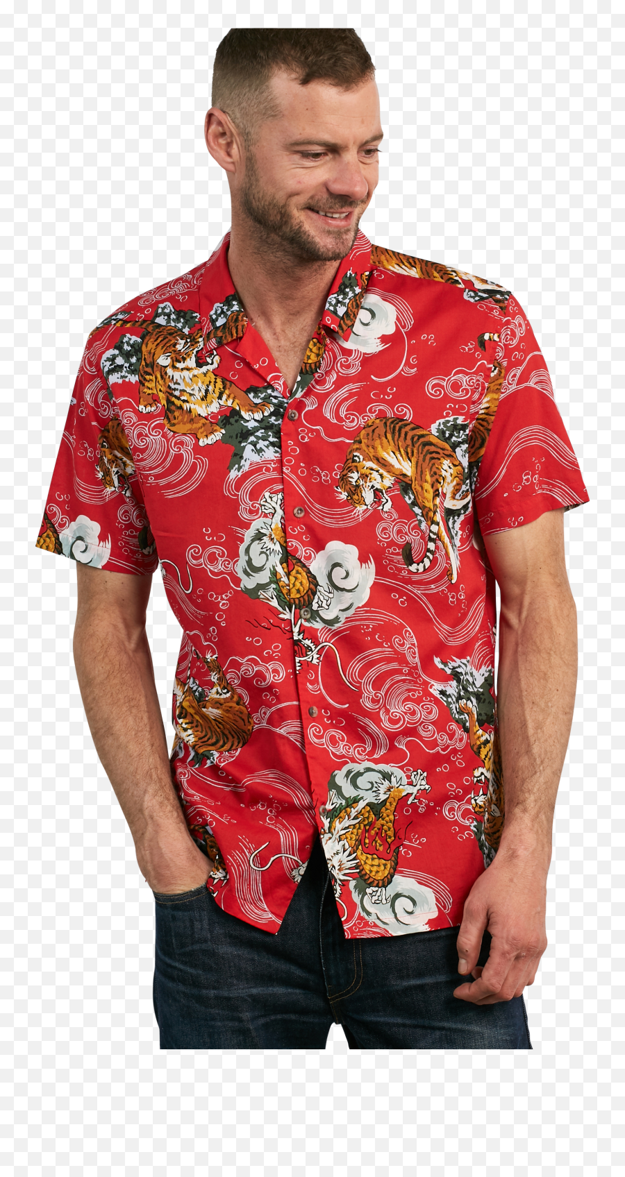 Tiger Print Shirt - Man Png,Red Shirt Png