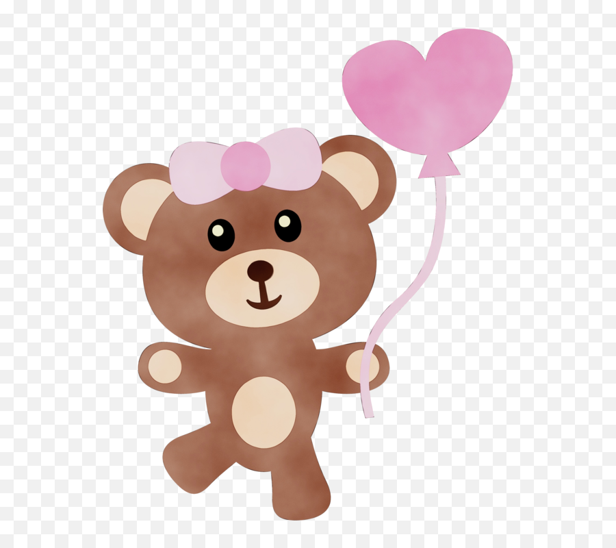 Pink Teddy Bear For Valentines Day - Cartoon Png,Teddy Bear Transparent
