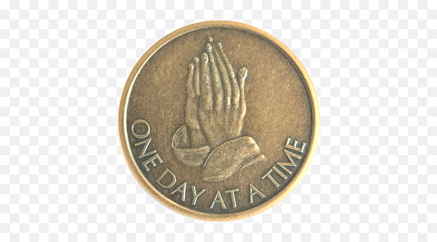 Praying Hands Antique Bronze Affirmation Token Aanaal - Anon Solid Png,Praying Hands Logo