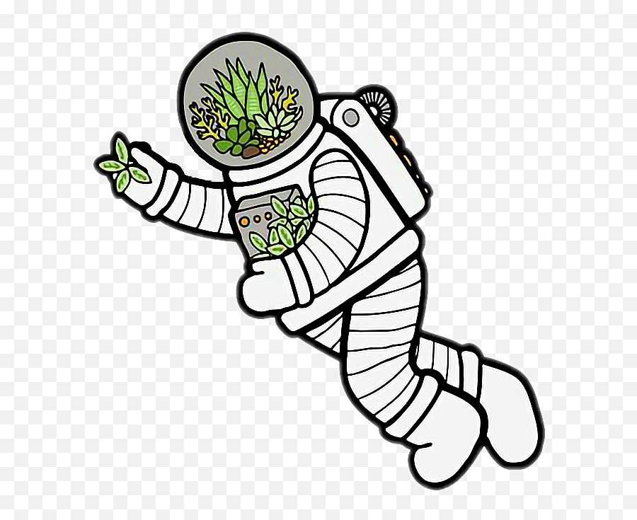 Space Astronaut Plant Leaf Plants Spaceman Outer - Aesthetic Space Stickers Png,Spaceman Icon