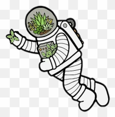Space Astronaut Plant Leaf Plants Spaceman Outer - Aesthetic Stickers png