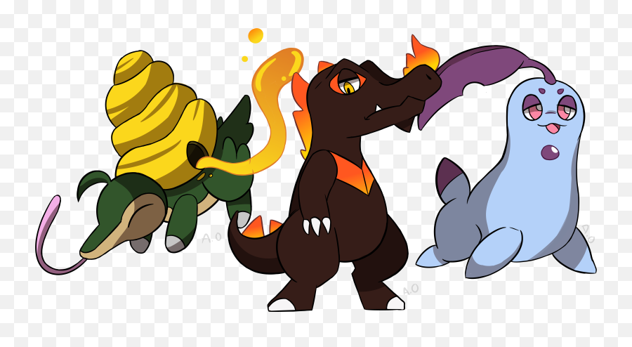 I Made Alolan Johto Starters - Totodile Cyndaquil Png,Totodile Png