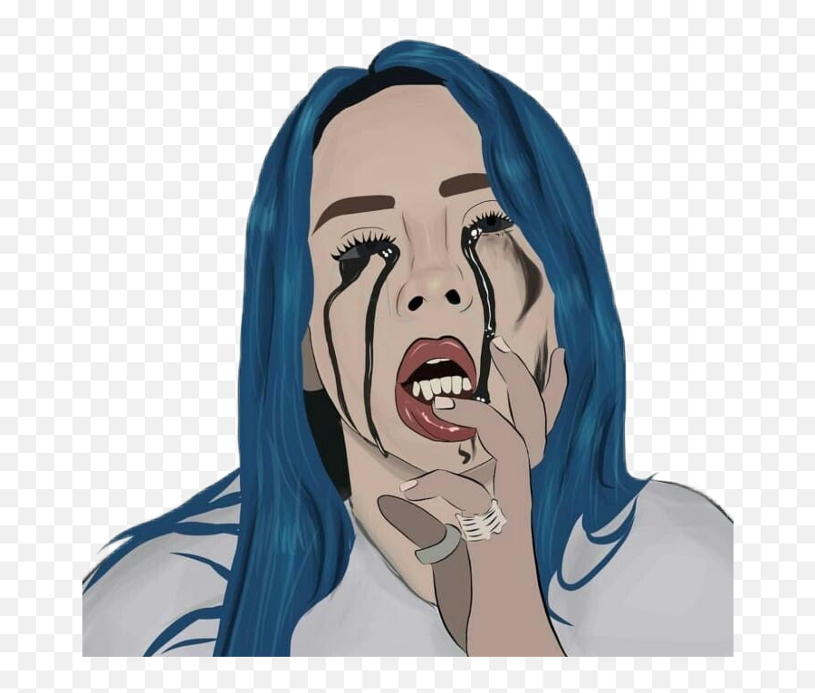 Download Gif Crying Sad Aesthetic Cartoon Drawings Png - Billie Eilish Drawing Cartoon,Crying Tears Png