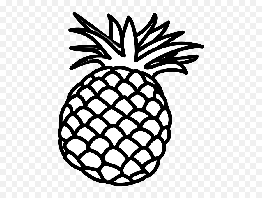Pineapple Outline Drawing - Pineapple Clipart Black And White Png,Pineapple Clipart Png