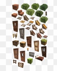 Minecraft Door Bed Steps Tree Sticks Cubes Gate Freetoe Png