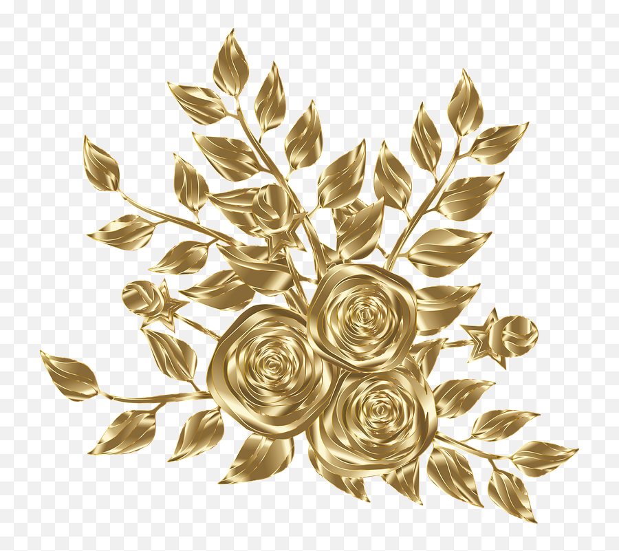 Flowers Floral Gold - Free Vector Graphic On Pixabay Flower Png,Gold Flowers Png