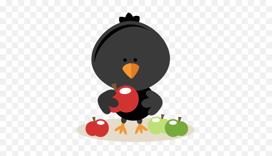 Crow With Apple Svg Scrapbook Cut File Cute Clipart Files - Baby Crow Clip Art Png,Cartoon Apple Png