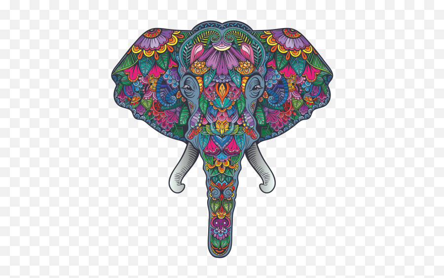 Printed Vinyl Colorful Pattern Elephant - Good Luck Elephant Head Png,Elephant Head Png