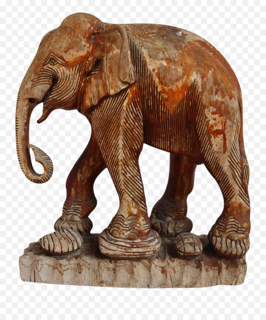Antique Thai Wood Elephant Icon Antiques - Animal Figure Png,Elephant Icon