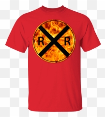 Flaming Railroad Crossing Sign 100 Cotton Youth T - Shirt Casey General Store Tshirts png